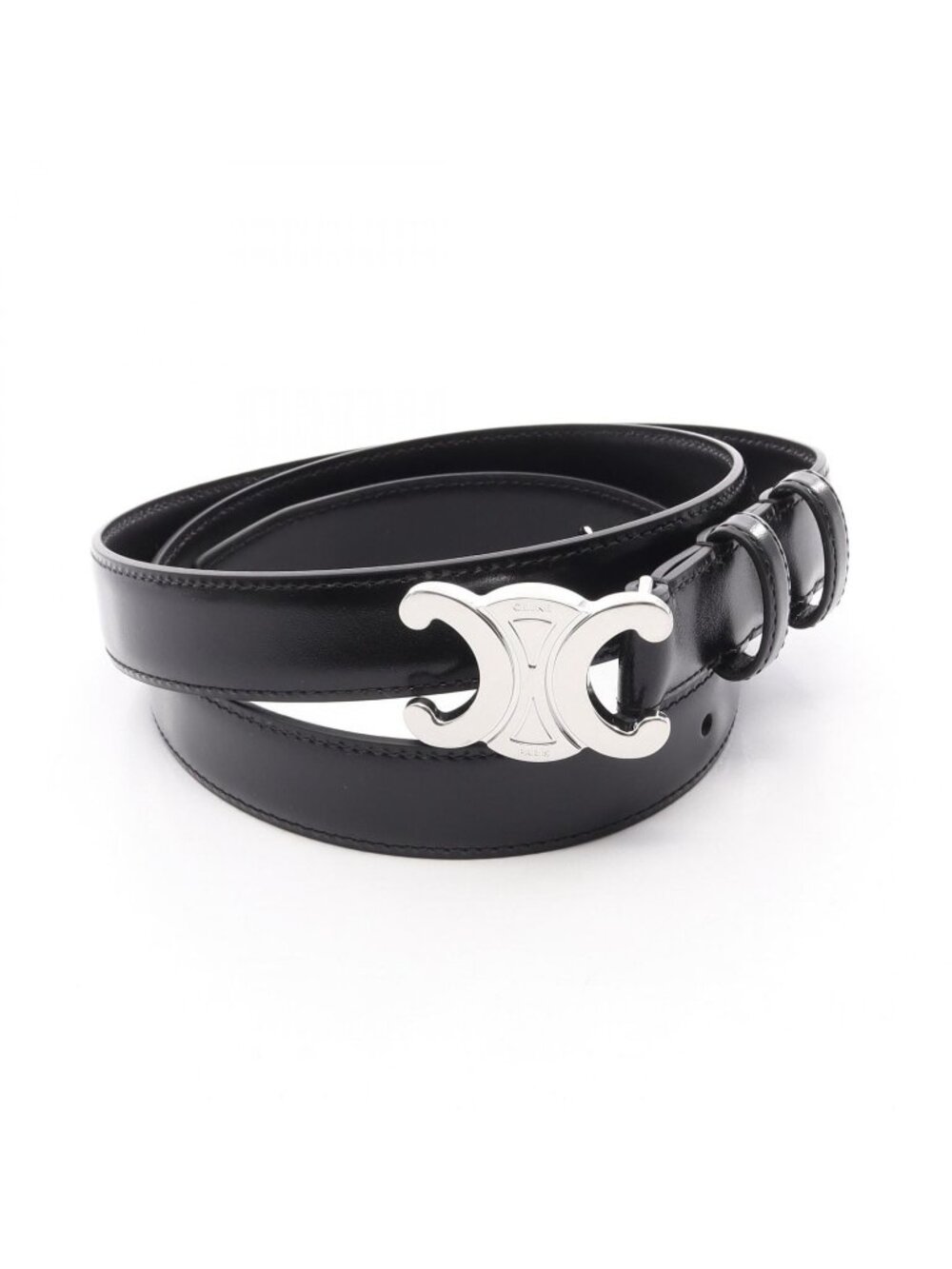 Celine Belt Triomphe 25 Silver Leather